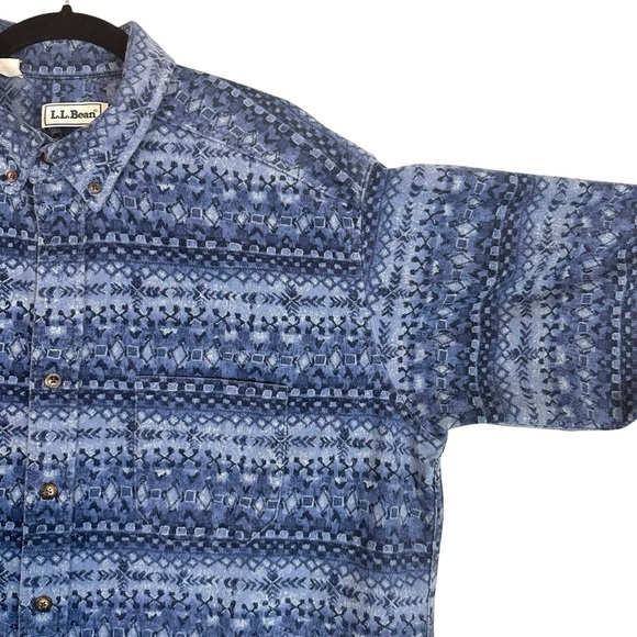 L.L. Bean‎ Mens XL Aztec Chamois Shirt USA Made Vintage Rugged Cabincore Flannel - Picture 6 of 12
